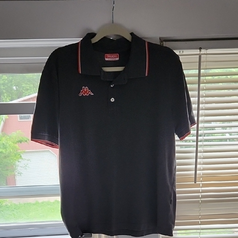 Kappa Black and Red Polo Shirt Sporty Design